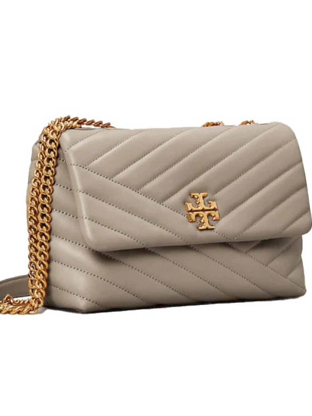 ❤️ NWT Tory Burch Kira Chevron Leather Small Shoulder Crossbody Bag Gray Heron